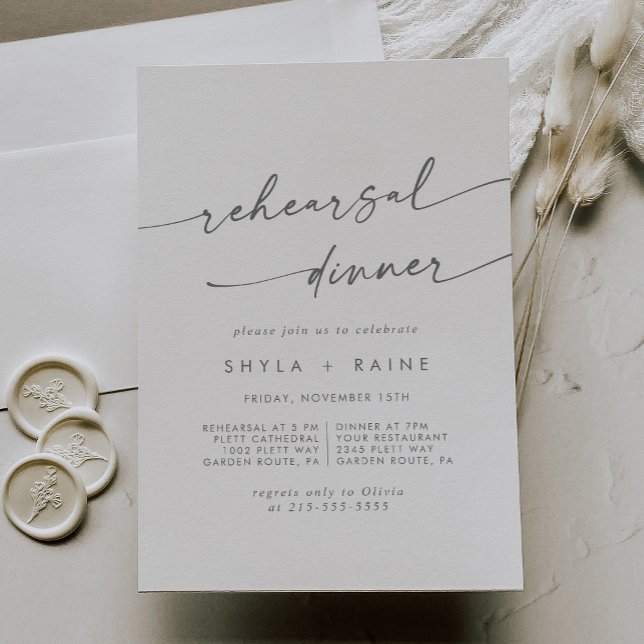 Boho Chic Silver Grey Wedding Rehearsal Dinner Invitation (Creator Uploaded)