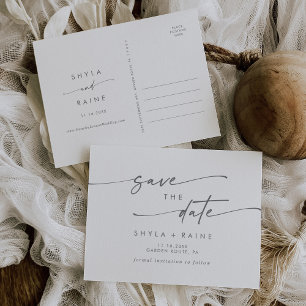 Boho Chic Silver Grey Wedding Save the Date Invitation Postcard