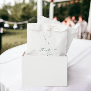 Boho Chic Slate Blue Monogram Wedding Favour Bags