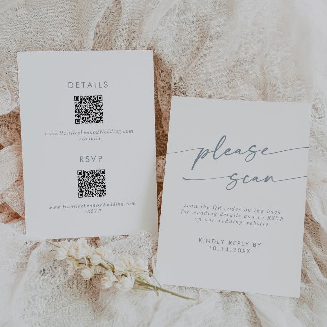 Boho Chic Slate Blue QR Code Details  RSVP Card (Creator Uploaded)