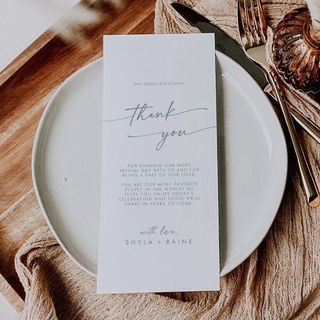 Boho Chic Slate Blue Thank You Place Card (Creator Uploaded)