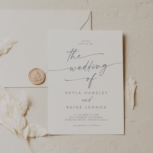 Boho Chic Slate Blue The Wedding Of Invitation (Creator Uploaded)