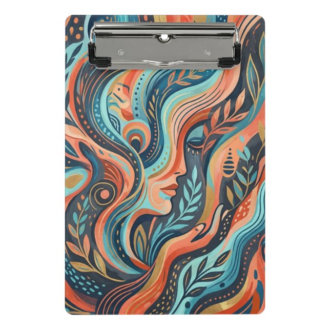 Boho Chic Spiritual Goddess with Leaves   Mini Clipboard (Front)