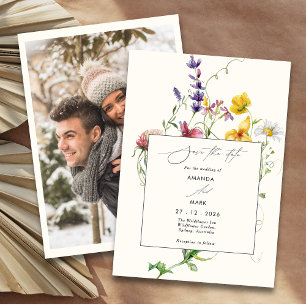 Boho Chic Spring Wildflowers Wedding Invitation