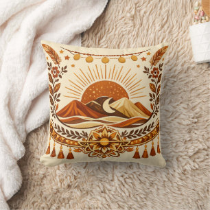 Boho Chic Sun & Mountain Cushion