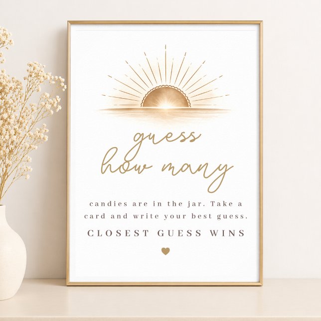 Boho Chic Sun Neutral Baby Shower Guess How Many Poster (Creator Uploaded)