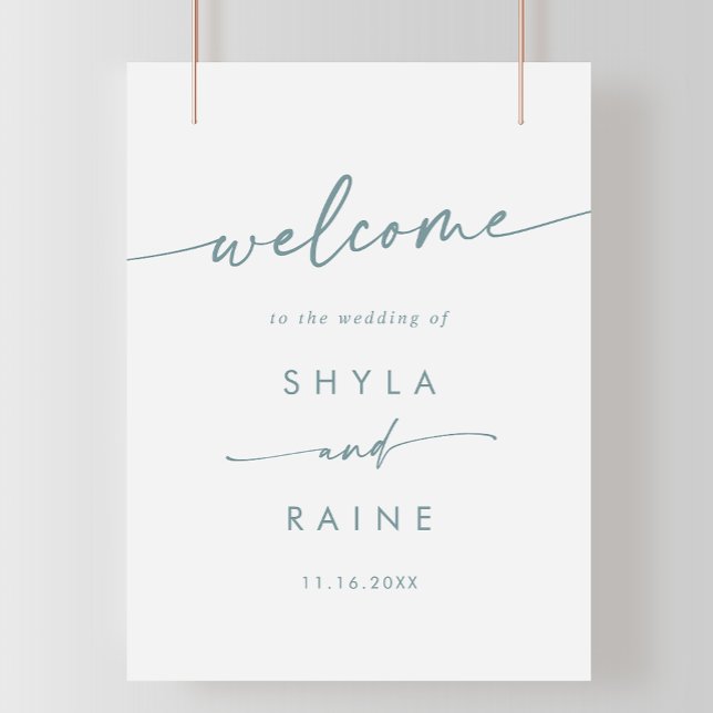 Boho Chic Teal and White DIY Wedding Welcome Sign (Creator Uploaded)