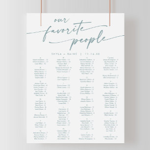 Boho Chic Teal and White Printable Seating Chart