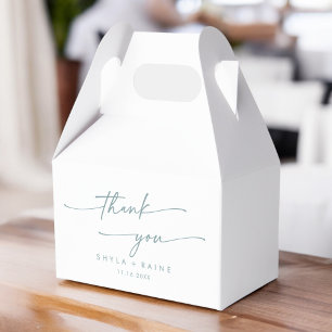 Boho Chic Teal and White Thank You Wedding Favour Box