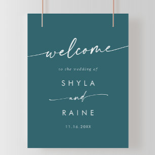 Boho Chic Teal Blue DIY Wedding Welcome Sign