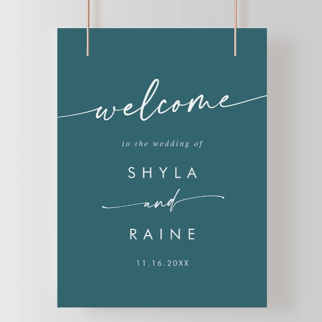 Boho Chic Teal Blue DIY Wedding Welcome Sign (Creator Uploaded)