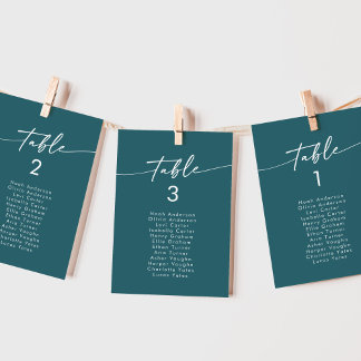 Boho Chic Teal Blue Hanging Seating Chart Invitation