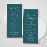 Boho Chic Teal Blue Tea Length Wedding Programme<br><div class="desc">This boho chic teal blue tea length wedding program is perfect for a minimalist wedding ceremony. The bold dark turquoise jewel tone modern bohemian design features simple rustic calligraphy with a unique yet classic style. Personalise your wedding program with you names, wedding date, location, order of service, wedding party and...</div>