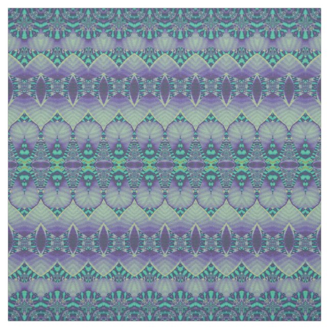 Boho Chic Teal Purple Pattern Fabric (Swatch)