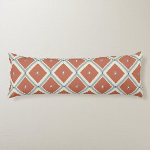 Boho Chic Terracotta and Indigo Geometric Ikat Pat Body Cushion