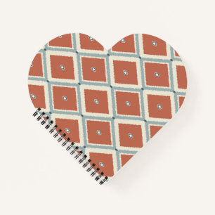 Boho Chic Terracotta and Indigo Geometric Ikat Pat Notebook