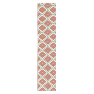 Boho Chic Terracotta and Indigo Geometric Ikat Pat Short Table Runner