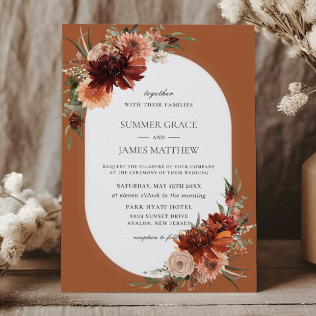 Boho Chic Terracotta Burnt Orange Rust Wedding  Invitation (Creator Uploaded)
