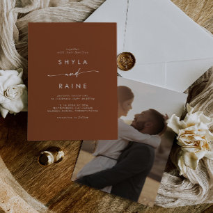 Boho Chic Terracotta Casual Photo Wedding Invitation