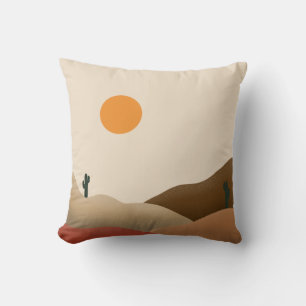 Boho Chic Terracotta Desert Cactus Monogram Cushion