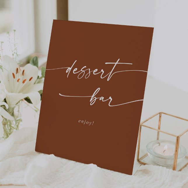 Boho Chic Terracotta Dessert Bar Wedding Pedestal Sign (Boho Chic Terracotta Dessert Bar Wedding Pedestal Sign)