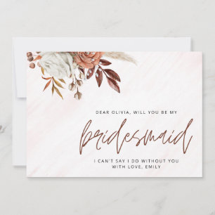 Boho Chic Terracotta Fall Bridesmaid Proposal Card