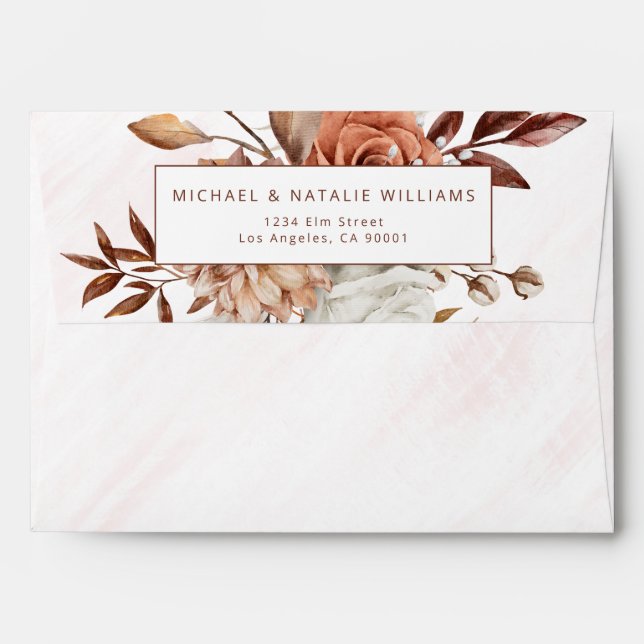 Boho Chic Terracotta Fall Wedding Envelope (Back (Top Flap))
