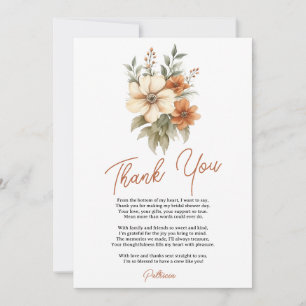 Boho Chic Terracotta Floral Bouquet Bridal Shower Thank You Card