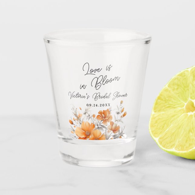 Boho Chic Terracotta Floral Bridal Shower Shot Glass (Front)