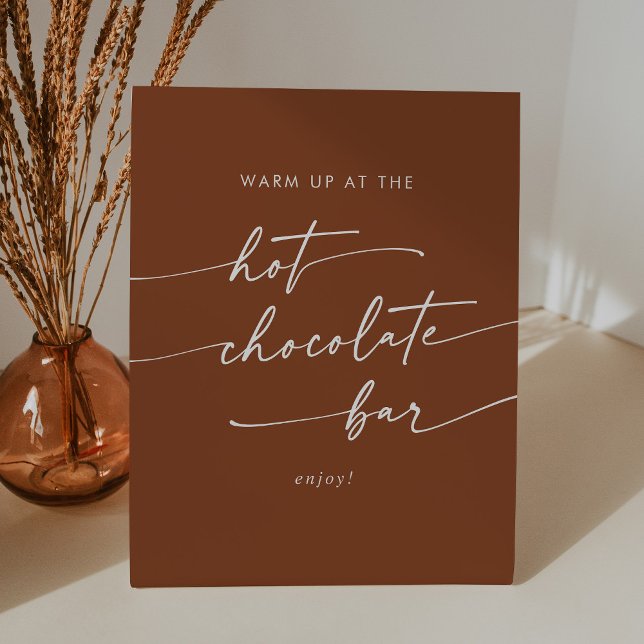 Boho Chic Terracotta Hot Chocolate Bar Pedestal Sign (Creator Uploaded)