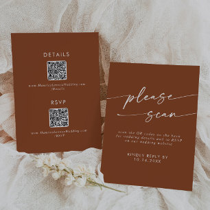 Boho Chic Terracotta QR Code Details  RSVP Card