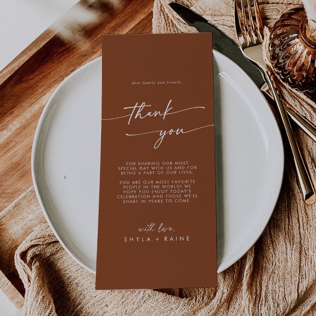 Boho Chic Terracotta Thank You Place Card (Creator Uploaded)