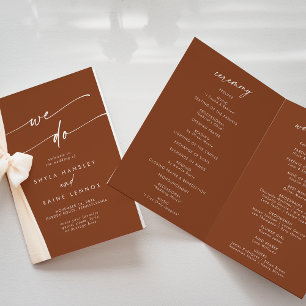 Boho Chic Terracotta We Do Folded Wedding Programme