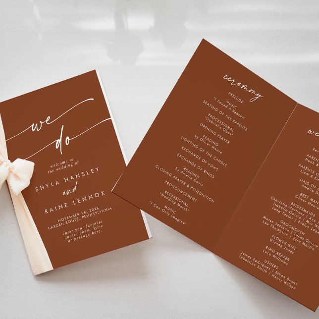 Boho Chic Terracotta We Do Folded Wedding Programme (Creator Uploaded)