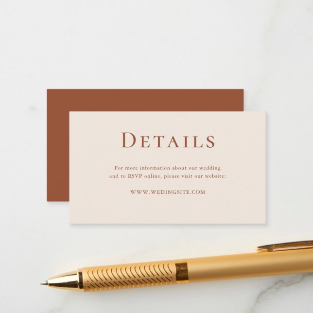 Boho Chic Terracotta Wedding Details Enclosure Card (Front/Back In Situ)