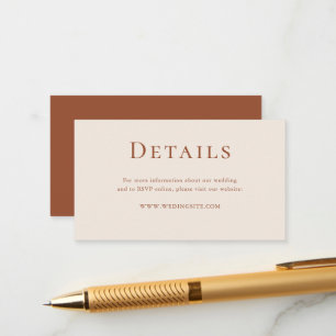 Boho Chic Terracotta Wedding Details Enclosure Card