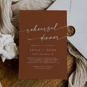 Boho Chic Terracotta Wedding Rehearsal Dinner Invitation