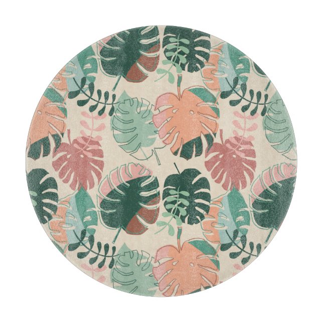 Boho Chic Tropical Monstera Plant Lover's Cutting Board (Front)