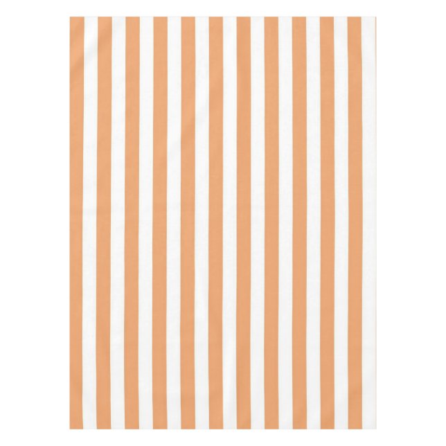 Boho Chic Vibrant Orange Stripes Spring & Summer Tablecloth (Front)