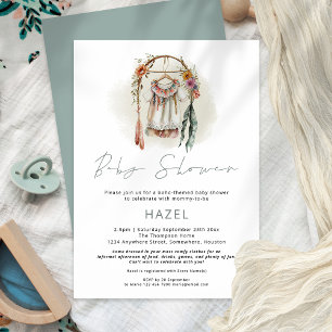 Boho Chic Vintage Clothes Girl Boy Baby Shower Invitation
