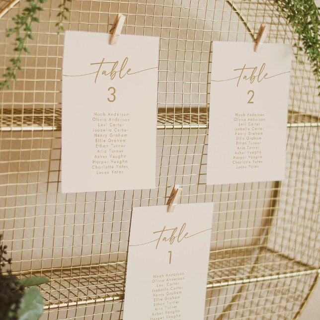 Boho Chic Vintage Gold Hanging Seating Chart Invitation (Creator Uploaded)