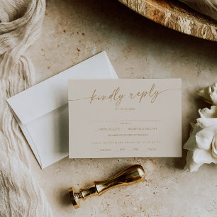 Boho Chic Vintage Gold Menu Choice RSVP Card