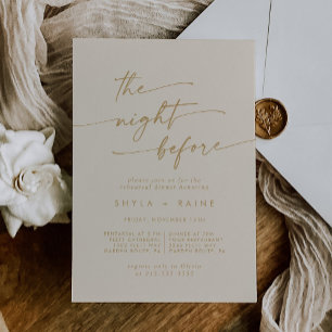 Boho Chic Vintage Gold Rehearsal Dinner Invites