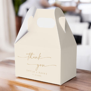 Boho Chic Vintage Gold Thank You Wedding Favour Box
