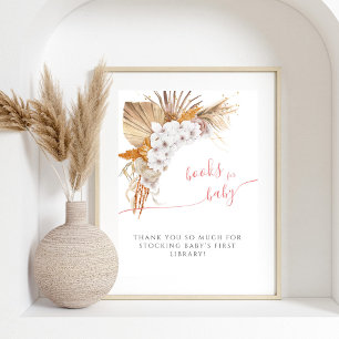 Boho Chic Watercolor Baby Shower Books For Baby Poster