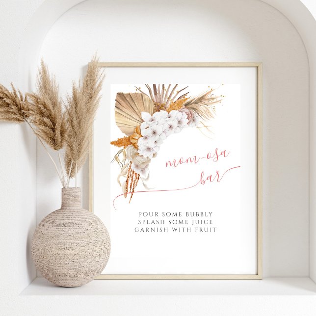 Boho Chic Watercolor Baby Shower Mum-osa Bar Poster (Creator Uploaded)