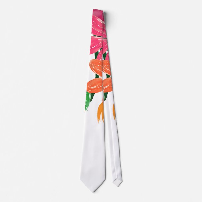 Boho Chic Watercolor Burgundy Pink Flowers Tie (Front)