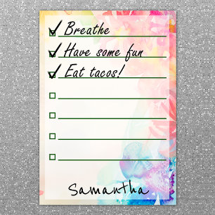 Boho Chic Watercolor Flowery To-Do List 4" x 6" Post-it Notes