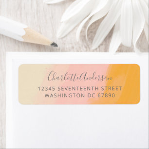 Boho Chic Watercolor Pink Yellow Return Address