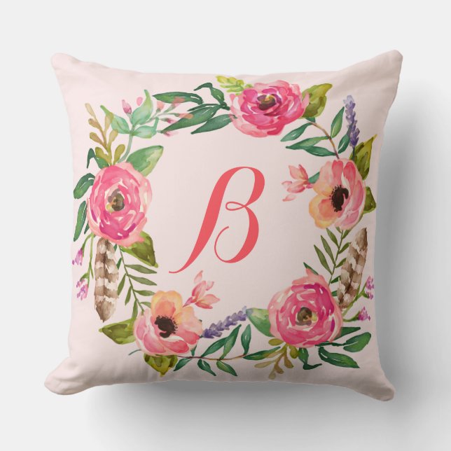 BOHO CHIC WATERCOLOR Throw Pillow (Front)